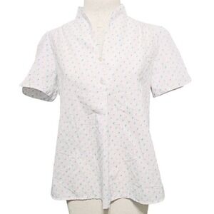 vintage Pinkettes blouse size Medium‎ white hearts dandelion whisps